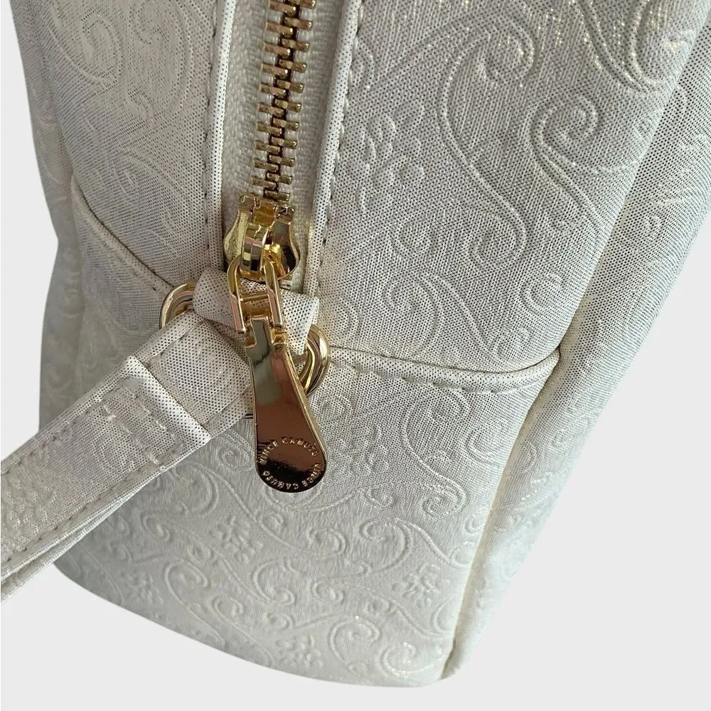Vince Camuto Camara Large Cosmetic Bag Gold Makeup Travel Toiletry Case